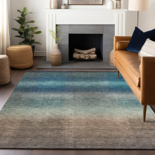 Piper Looms Chantille Squares ACN1735 Blue Machine Washable Area Rug Lifestyle Image Feature