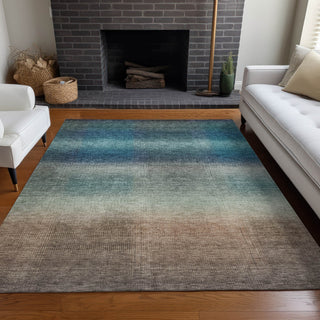 Piper Looms Chantille Squares ACN1735 Blue Machine Washable Area Rug Lifestyle Image Feature