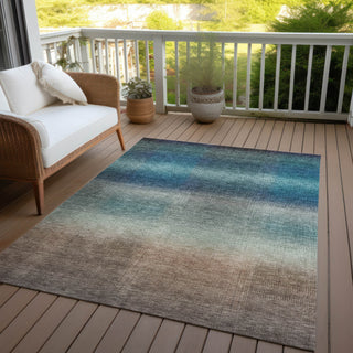 Piper Looms Chantille Squares ACN1735 Blue Machine Washable Area Rug Outdoor Lifestyle Image Feature