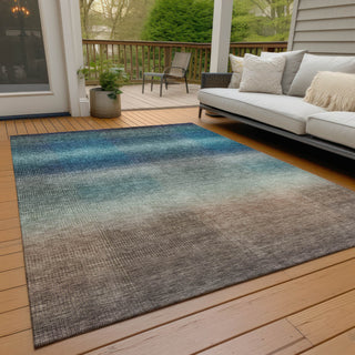 Piper Looms Chantille Squares ACN1735 Blue Machine Washable Area Rug Outdoor Lifestyle Image Feature