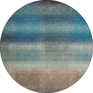 Piper Looms Chantille Squares ACN1735 Blue Machine Washable Area Rug Round Main Image