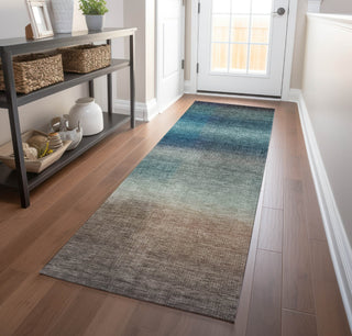 Piper Looms Chantille Squares ACN1735 Blue Machine Washable Area Rug Runner Lifestyle Image Feature