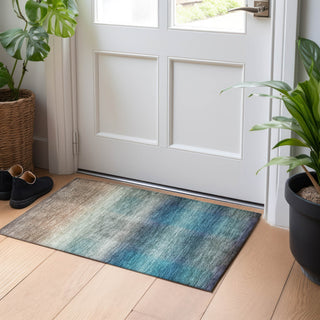 Piper Looms Chantille Squares ACN1735 Blue Machine Washable Area Rug Scatter Lifestyle Image Feature