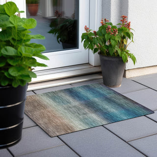Piper Looms Chantille Squares ACN1735 Blue Machine Washable Area Rug Scatter Outdoor Lifestyle Image Feature