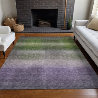 Piper Looms Chantille Squares ACN1735 Olive Machine Washable Area Rug Lifestyle Image Feature