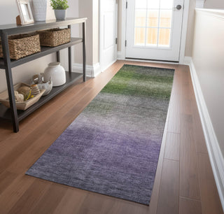Piper Looms Chantille Squares ACN1735 Olive Machine Washable Area Rug Runner Lifestyle Image Feature