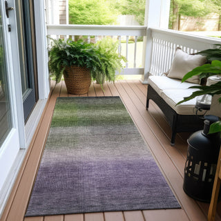 Piper Looms Chantille Squares ACN1735 Olive Machine Washable Area Rug Runner Outdoor Lifestyle Image Feature