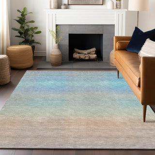 Piper Looms Chantille Squares ACN1735 Sky Machine Washable Area Rug Lifestyle Image Feature