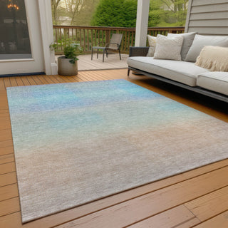 Piper Looms Chantille Squares ACN1735 Sky Machine Washable Area Rug Outdoor Lifestyle Image Feature