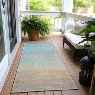 Piper Looms Chantille Squares ACN1735 Sky Machine Washable Area Rug Runner Outdoor Lifestyle Image Feature