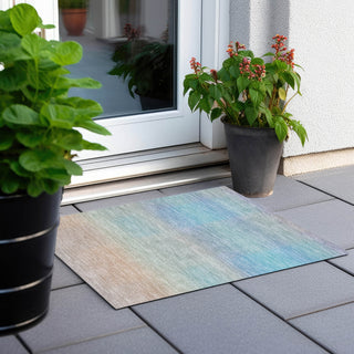 Piper Looms Chantille Squares ACN1735 Sky Machine Washable Area Rug Scatter Outdoor Lifestyle Image Feature