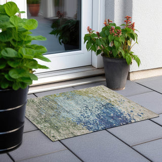 Piper Looms Chantille Modern ACN1737 Blue Machine Washable Area Rug Scatter Outdoor Lifestyle Image Feature