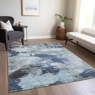 Piper Looms Chantille Modern ACN1738 Blue Machine Washable Area Rug Lifestyle Image Feature
