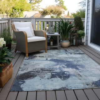 Piper Looms Chantille Modern ACN1738 Blue Machine Washable Area Rug Outdoor Lifestyle Image Feature