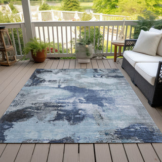 Piper Looms Chantille Modern ACN1738 Blue Machine Washable Area Rug Outdoor Lifestyle Image Feature