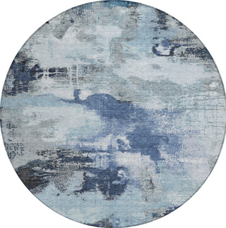 Piper Looms Chantille Modern ACN1738 Blue Machine Washable Area Rug Round Main Image