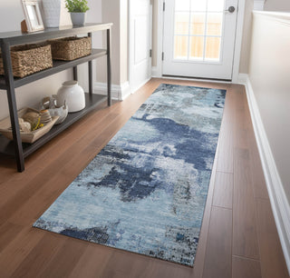 Piper Looms Chantille Modern ACN1738 Blue Machine Washable Area Rug Runner Lifestyle Image Feature