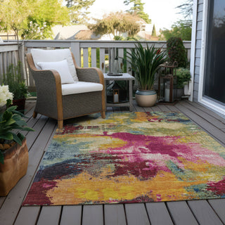 Piper Looms Chantille Modern ACN1738 Garnet Machine Washable Area Rug Outdoor Lifestyle Image Feature