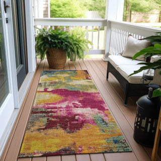 Piper Looms Chantille Modern ACN1738 Garnet Machine Washable Area Rug Runner Outdoor Lifestyle Image Feature