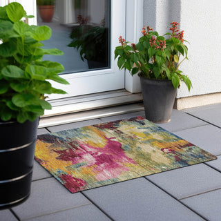 Piper Looms Chantille Modern ACN1738 Garnet Machine Washable Area Rug Scatter Outdoor Lifestyle Image Feature