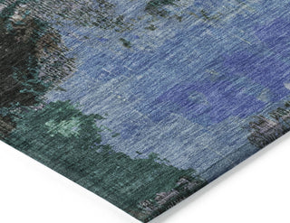 Piper Looms Chantille Modern ACN1738 Green Machine Washable Area Rug Corner Image