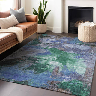 Piper Looms Chantille Modern ACN1738 Green Machine Washable Area Rug Lifestyle Image Feature