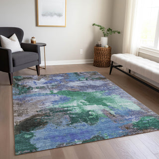 Piper Looms Chantille Modern ACN1738 Green Machine Washable Area Rug Lifestyle Image Feature