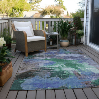 Piper Looms Chantille Modern ACN1738 Green Machine Washable Area Rug Outdoor Lifestyle Image Feature
