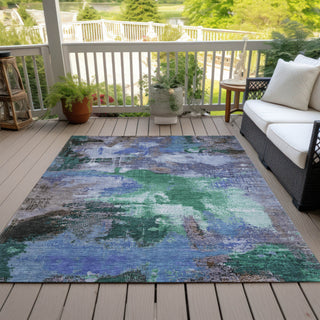 Piper Looms Chantille Modern ACN1738 Green Machine Washable Area Rug Outdoor Lifestyle Image Feature