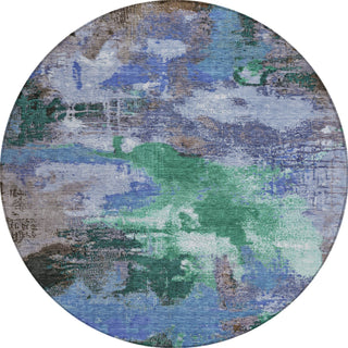 Piper Looms Chantille Modern ACN1738 Green Machine Washable Area Rug Round Main Image