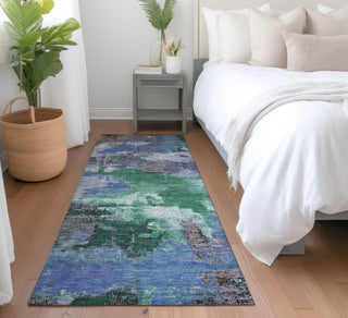 Piper Looms Chantille Modern ACN1738 Green Machine Washable Area Rug Runner Lifestyle Image Feature