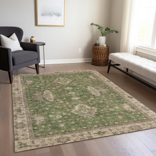 Piper Looms Chantille Border ACN1739 Aloe Machine Washable Area Rug Lifestyle Image Feature