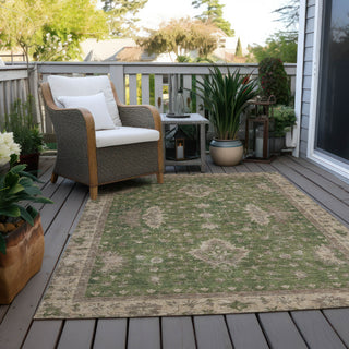 Piper Looms Chantille Border ACN1739 Aloe Machine Washable Area Rug Outdoor Lifestyle Image Feature