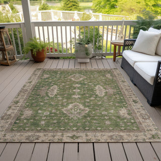 Piper Looms Chantille Border ACN1739 Aloe Machine Washable Area Rug Outdoor Lifestyle Image Feature
