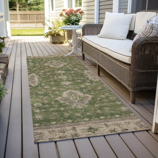 Piper Looms Chantille Border ACN1739 Aloe Machine Washable Area Rug Runner Outdoor Lifestyle Image Feature