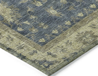 Piper Looms Chantille Border ACN1739 Blue Machine Washable Area Rug Corner Image