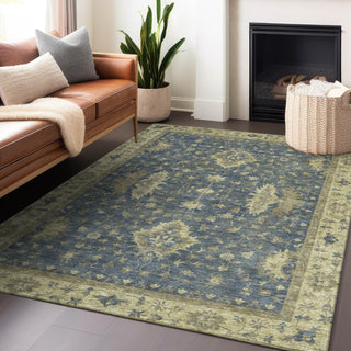 Piper Looms Chantille Border ACN1739 Blue Machine Washable Area Rug Lifestyle Image Feature