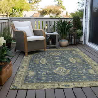 Piper Looms Chantille Border ACN1739 Blue Machine Washable Area Rug Outdoor Lifestyle Image Feature