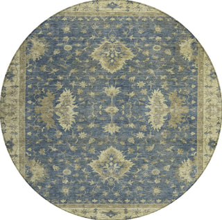 Piper Looms Chantille Border ACN1739 Blue Machine Washable Area Rug Round Main Image
