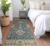 Piper Looms Chantille Border ACN1739 Blue Machine Washable Area Rug Runner Lifestyle Image Feature