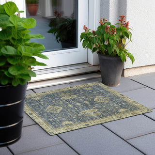Piper Looms Chantille Border ACN1739 Blue Machine Washable Area Rug Scatter Outdoor Lifestyle Image Feature