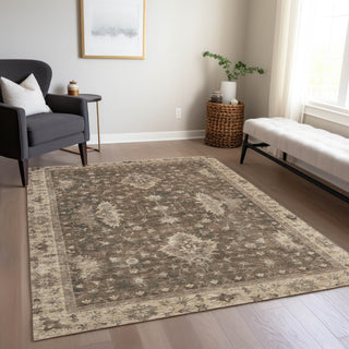 Piper Looms Chantille Border ACN1739 Brown Machine Washable Area Rug Lifestyle Image Feature