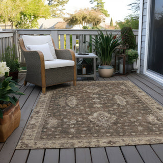 Piper Looms Chantille Border ACN1739 Brown Machine Washable Area Rug Outdoor Lifestyle Image Feature