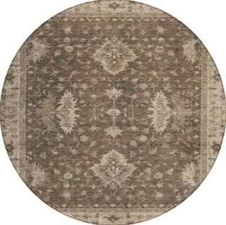 Piper Looms Chantille Border ACN1739 Brown Machine Washable Area Rug Round Main Image