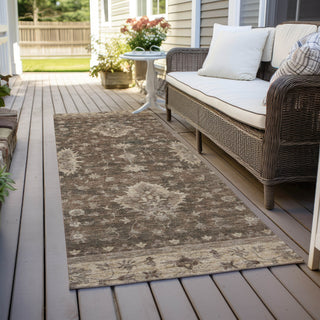 Piper Looms Chantille Border ACN1739 Brown Machine Washable Area Rug Runner Outdoor Lifestyle Image Feature