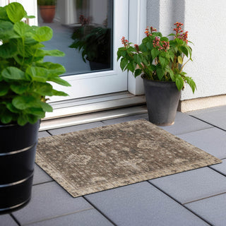 Piper Looms Chantille Border ACN1739 Brown Machine Washable Area Rug Scatter Outdoor Lifestyle Image Feature