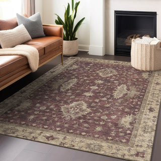 Piper Looms Chantille Border ACN1739 Burgundy Machine Washable Area Rug Lifestyle Image Feature