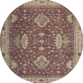Piper Looms Chantille Border ACN1739 Burgundy Machine Washable Area Rug Round Main Image