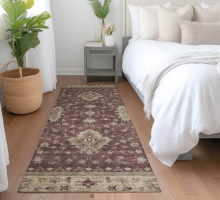 Piper Looms Chantille Border ACN1739 Burgundy Machine Washable Area Rug Runner Lifestyle Image Feature