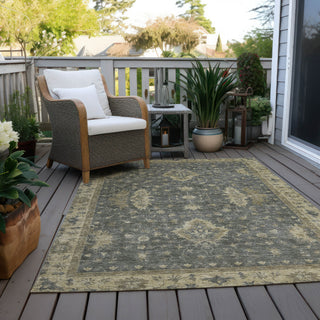 Piper Looms Chantille Border ACN1739 Gray Machine Washable Area Rug Outdoor Lifestyle Image Feature